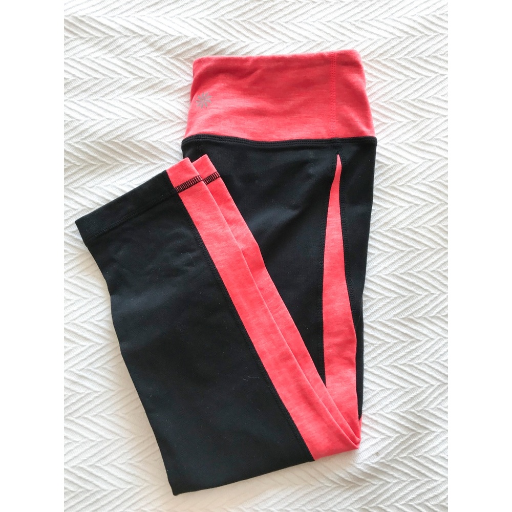 Athleta pink and black cropped leggings
